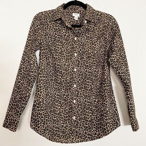 J. Crew Button-Up Leopard Print Shirt in Signature Fit AD361